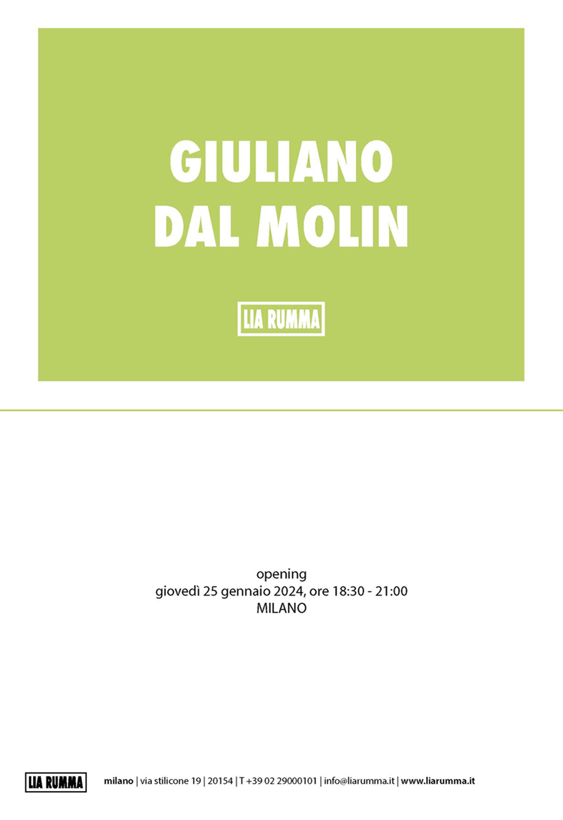 Giuliano Dal Molin, Galleria Lia Rumma - Milano